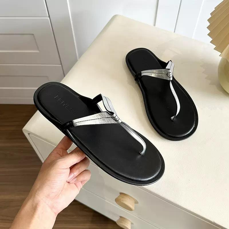 Lammfellversion von Echtleder Zehentrenner Damen Sommerbekleidung vielseitiges Wort mit Zehentrennern coole Hausschuhe