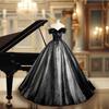 Princesa em Fuga Vestido de Noite Preto Jantar de Aniversário Estrela Exame Anual de Arte Bar Mitzvah Anfitrião Vestido de Casamento