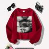 Cross-border Autumn/Winter Lip Print Loose Fleece Sweatshirt