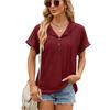 2026 Spring/Summer New Solid Color Buttoned Hooded Loose Short-Sleeve T-Shirt for Women