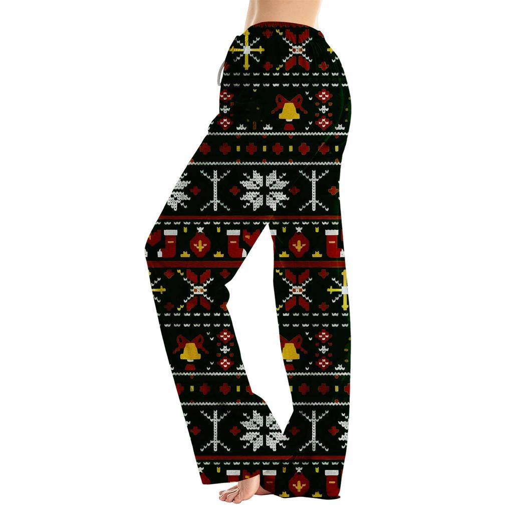 Women's Christmas Print Loose Fit Pajama Pants for Sleep and Home Relaxation