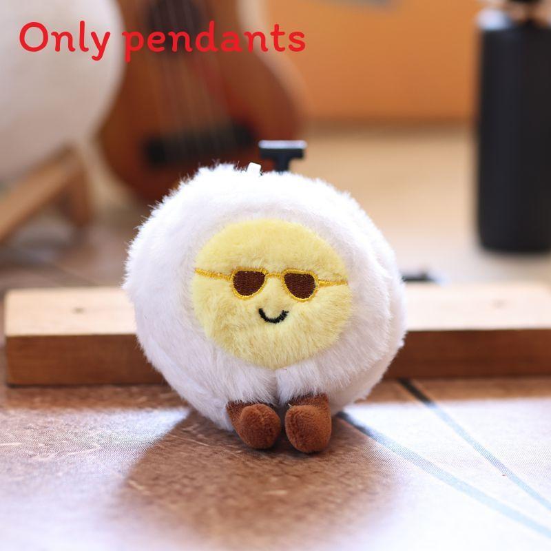 Water Boiled Egg Plushie Soft Keyring Toy With Smiling Face For Gift And Decoration