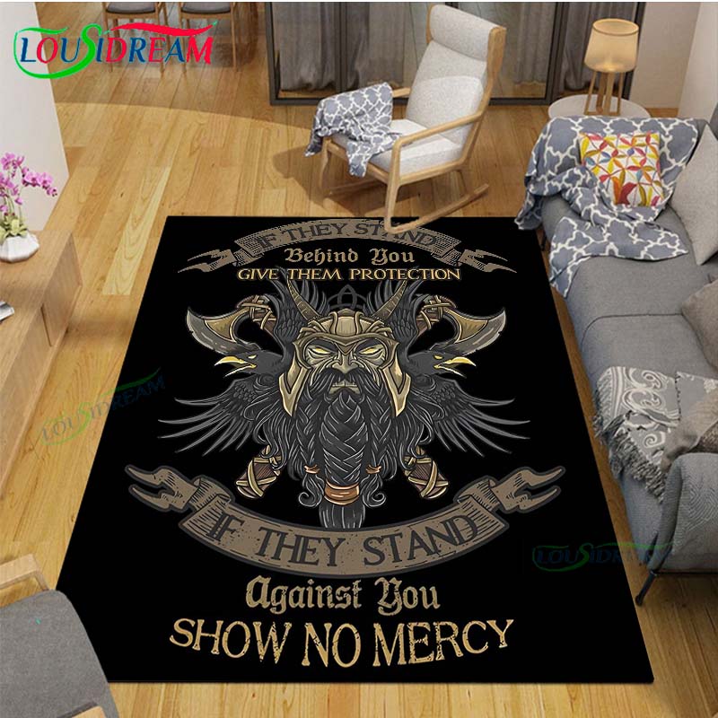 Nordic Viking Mythology Symbols Carpet Room Decor Floor Mats Bedroom Yoga Mat Photography Props Area Rug Birthday Gift