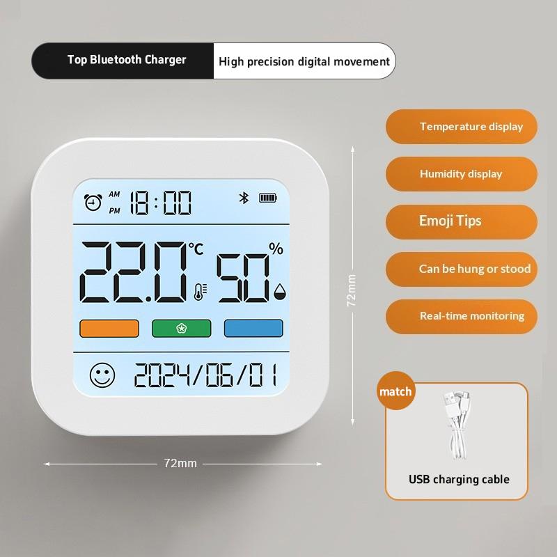 Bluetooth Digital Hygrometer Thermometer with Color Screen Large Display Indoor Temperature Humidity Monitor & Magnetic Back