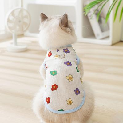 Cute Full Print Mesh Cat Tractable Vest Spring and Summer Breathable Teddy Than Bear Hairless Cat Pet Cat Clothes
