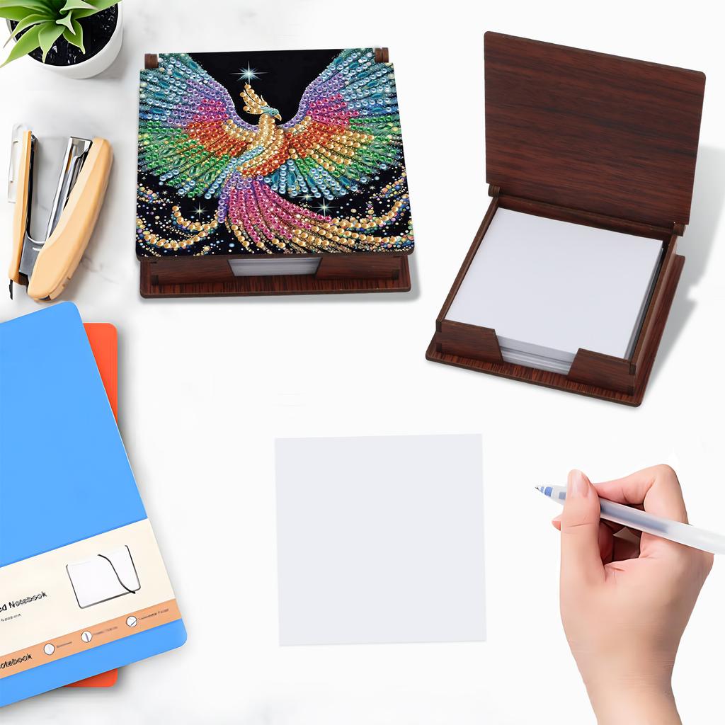 Wooden DIY Diamond Painting Kit Note Box Contains 160 Sheets of Paper Sticky Note Holder Diamond Art for Office Desk