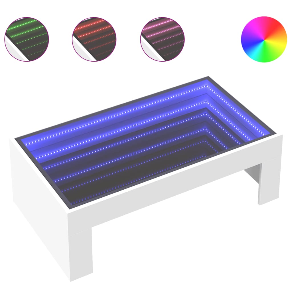 Infinity LED Coffee Table in White 90 x 50 x 30 cm