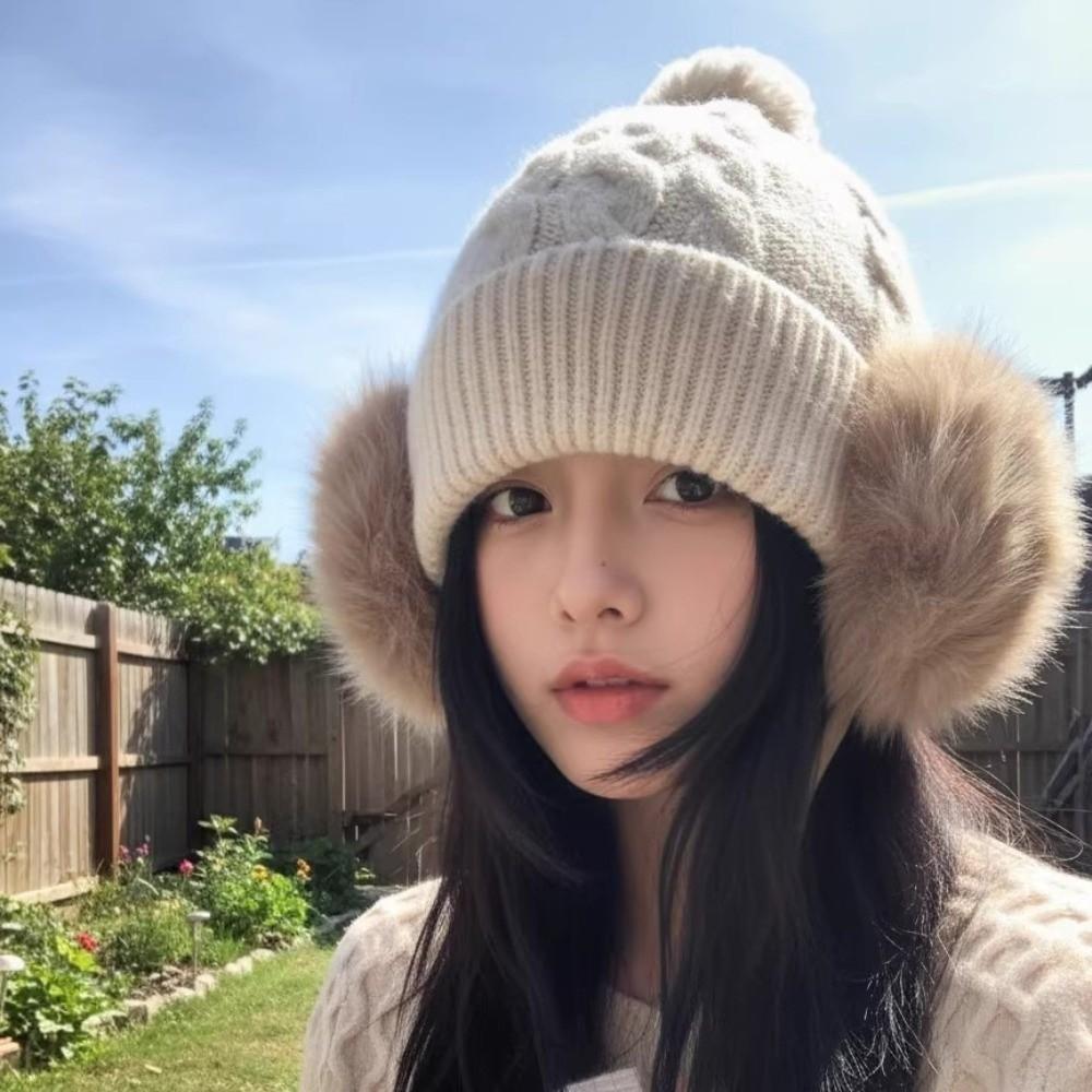 Thick Warm Lining Faux Fur Beanie Large Head Circumference Thermal Winter Hat Women Outdoor Use