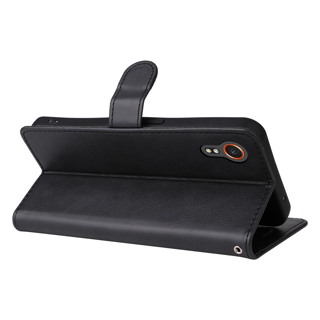 For Samsung Galaxy Xcover7 Case Solid Color Leather Mobile Cover Wallet Stand with Strap