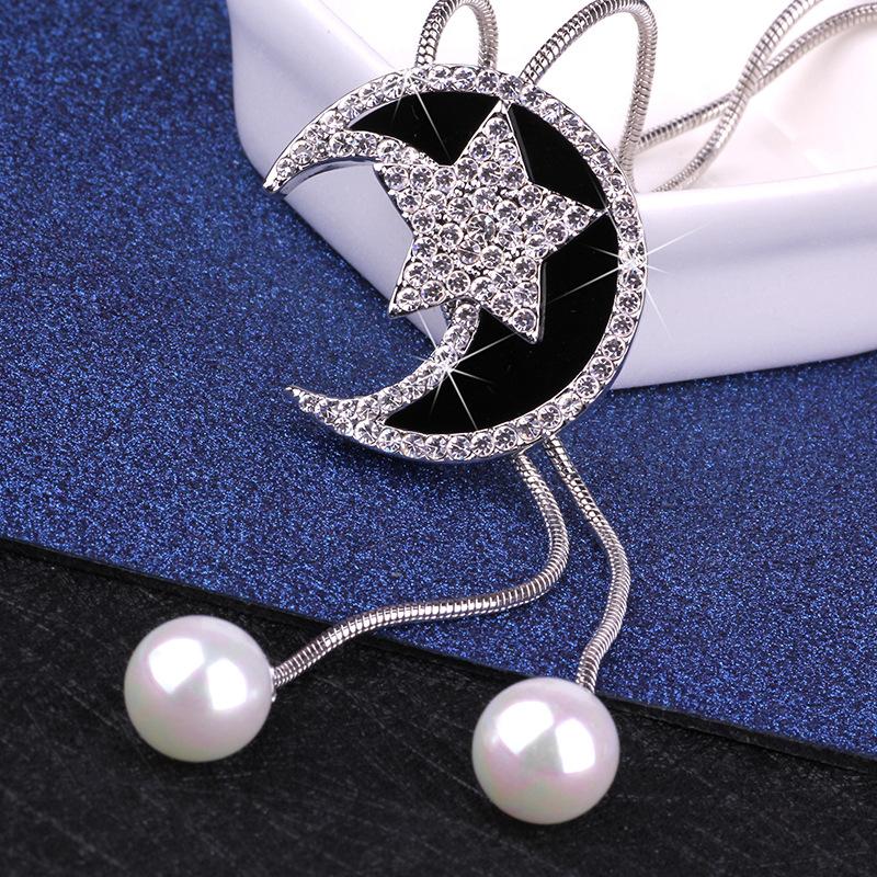 Suijue Xingyue Pearl Tassel Sweater Chain Versatile Fashion Moon Long Necklace Autumn And Winter