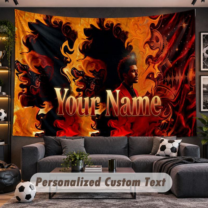 Wall Hanging Tapestry Custom NameThe Weeknd Pattern Personalized Printed Fabric Wall Decor