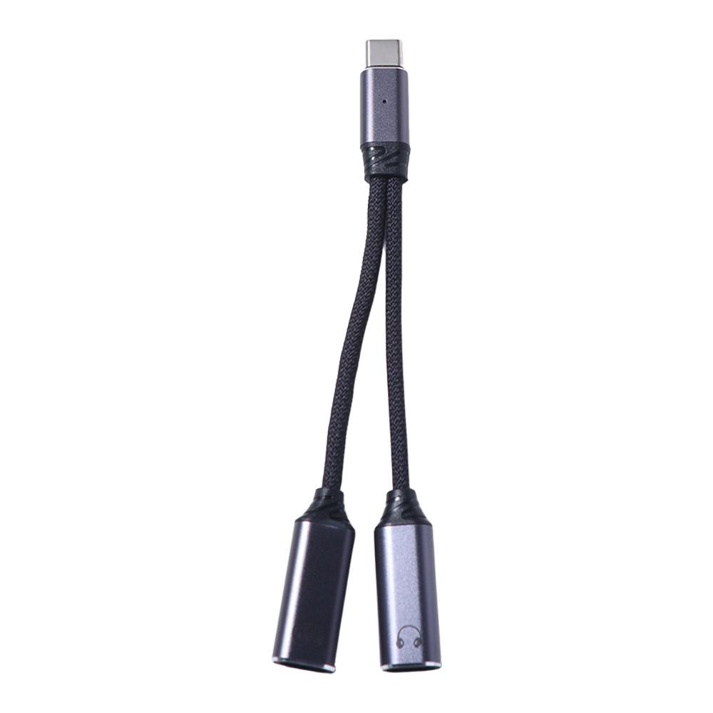 2 In 1 Design Type C Splitter Audio Cable 2-in-1 Headphone Adapter Cable  Phone Charging