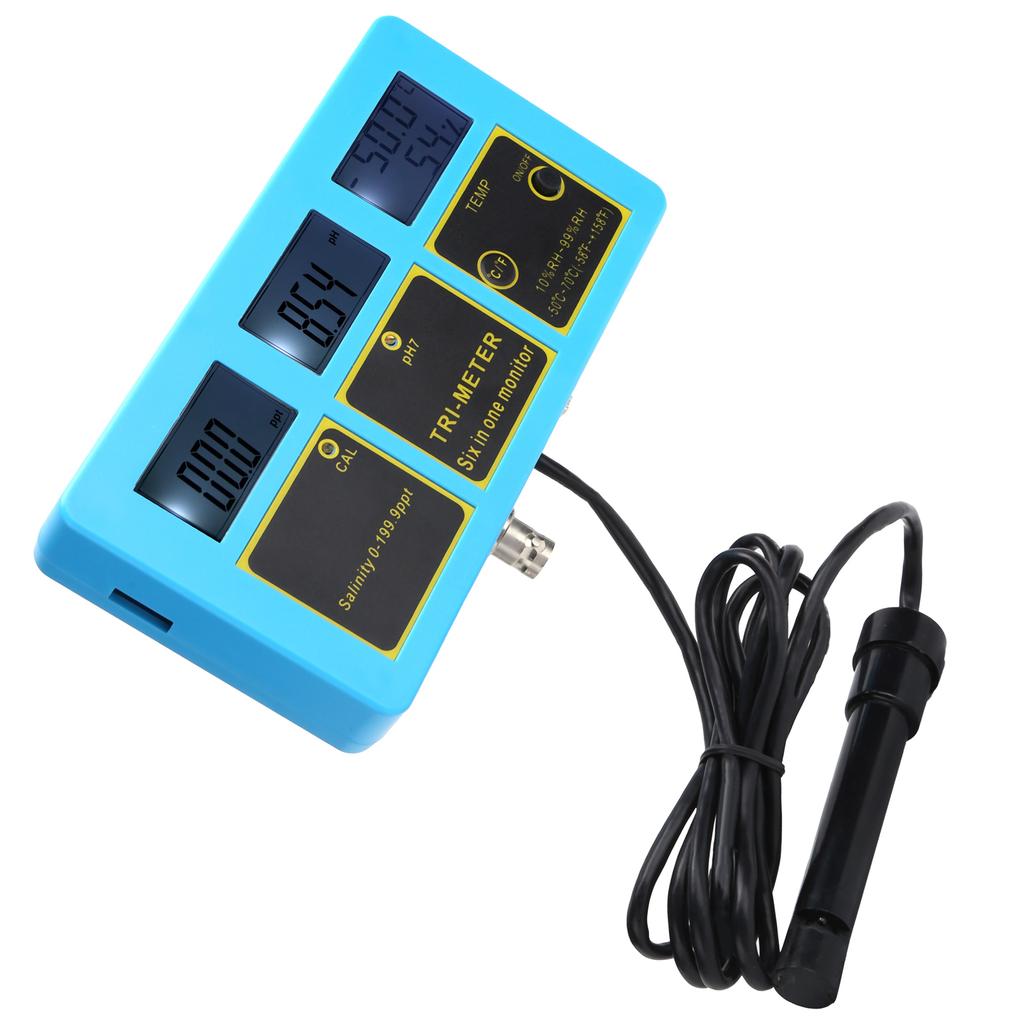4 in 1 Water Quality Test Pen PH Salinity Meter Thermometer LongTerm Online Monitor for Fish Tank