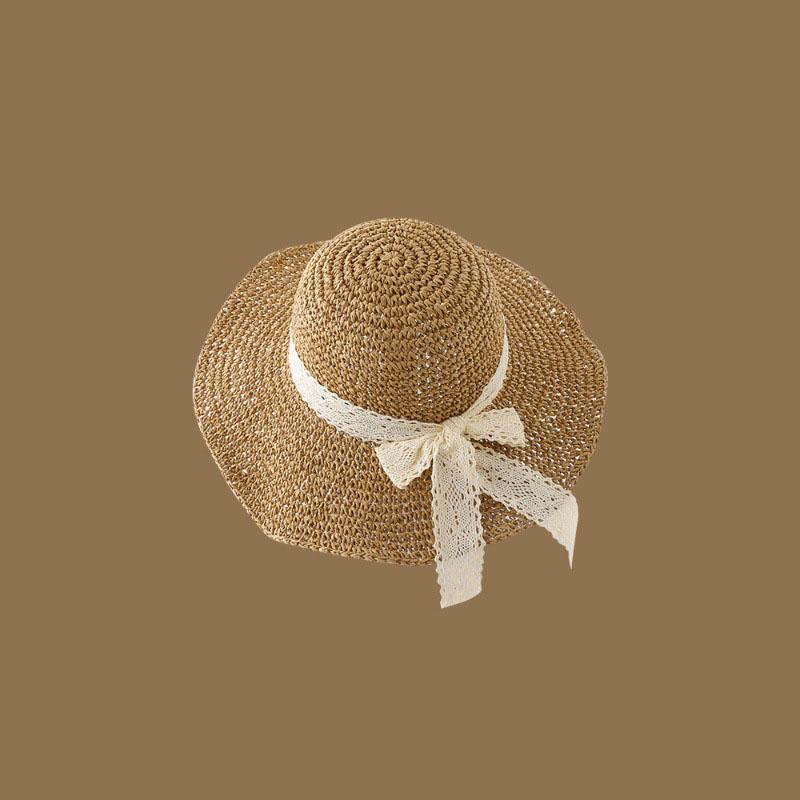 Fashion Ins Net Red Summer Outing Large Brim Sun-shading Beach Sun Hat Korean Version of The Obvious Face Small Straw French Straw Hat Female