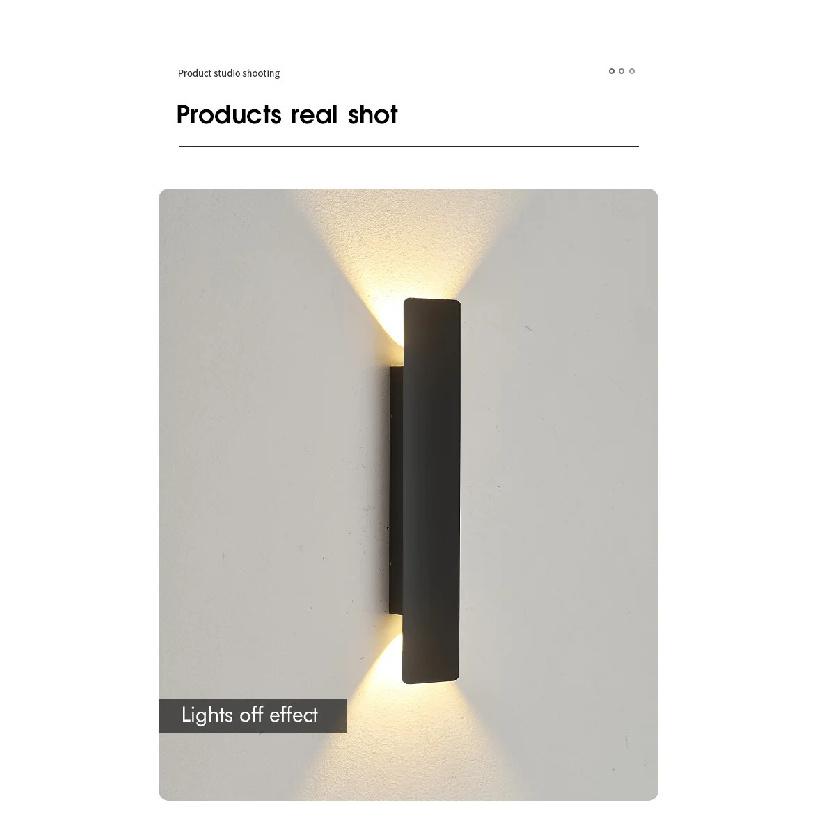 Outdoor Waterproof Wall Lamps Strip Aluminum Wall Lights 18W LED Black Wall Lamp Bedroom Exterior Outdoor Lighting Fixtures