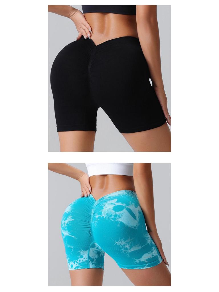 Peach Butt Lift High Waist Tie-Dye Yoga Shorts - Tummy Control Slimming Sportswear