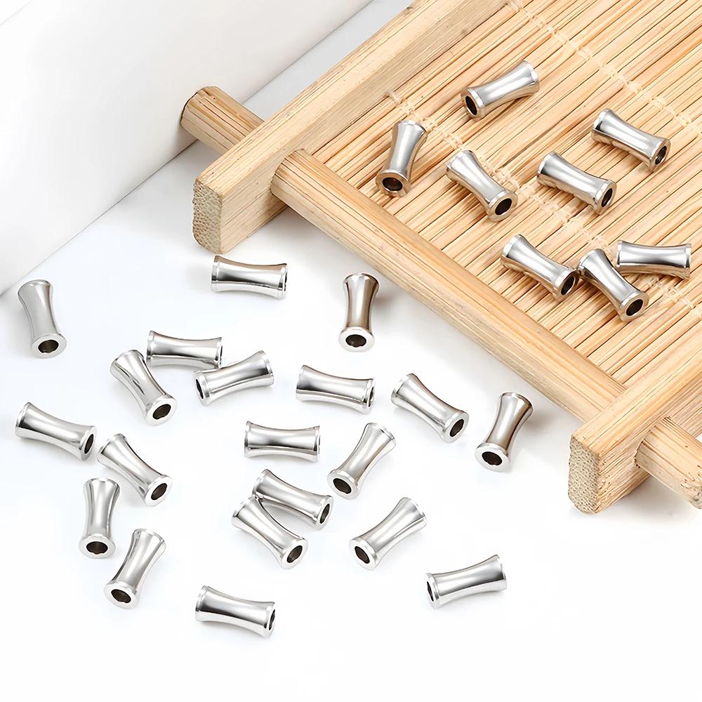 5/10pcs Stainless Steel Spacer Beads Cylindrical Bamboo Joint Loose Bead for DIY Necklace Bracelets Jewelry Making Accessories