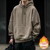 Herren Schwerer Fleece-gefütterter Retro-Hoodie für Herbst/Winter - Stylischer, Locker sitzender, Vielseitiger Pullover