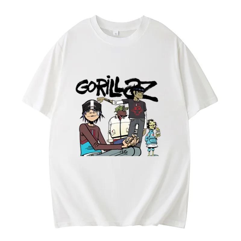 Music Band Gorillaz PUNK ROCK Printed T Shirt Men Women Summer 90s O-neck  Short Sleeve T-shirts Clothes Vintage Clothing Tees