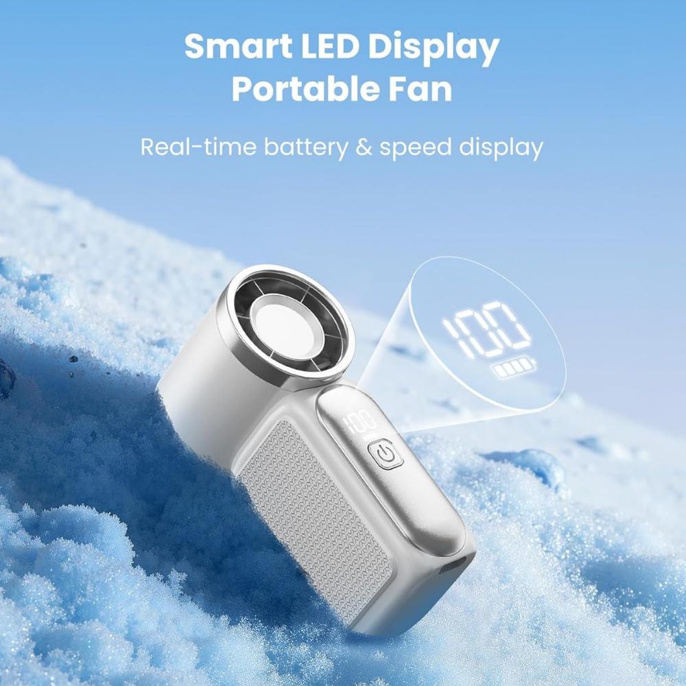 Mini High Speed Handheld Fan 3000mAh LED Display Portable Turbo Fan Desk Fan Outdoor Cooling Rechargeable Fan