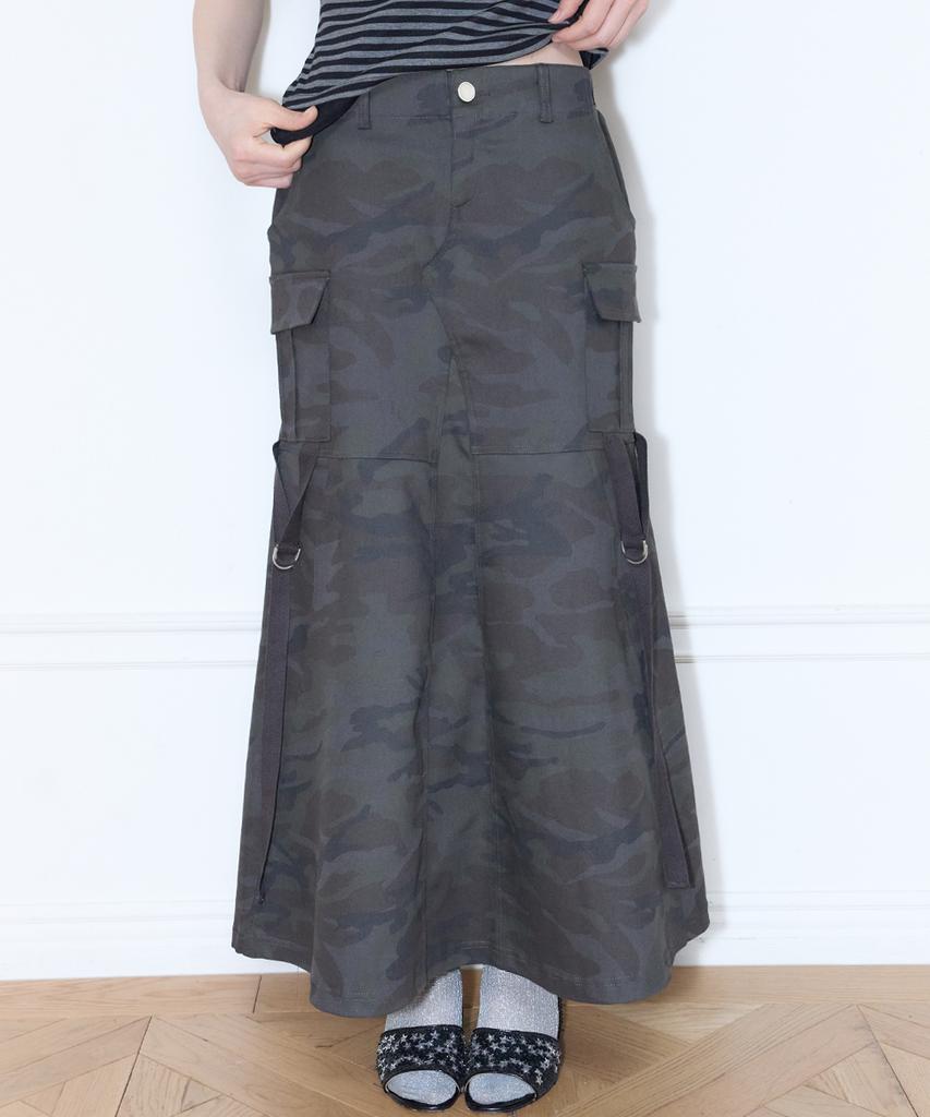 Love Is True Sy Cargo Long Skirt(Charcoal)