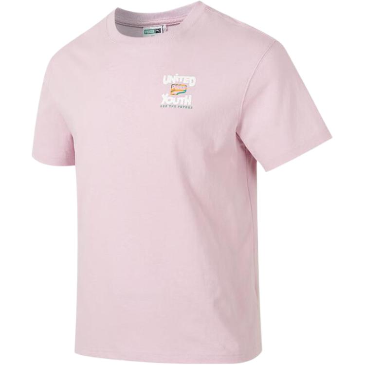 Puma Ss24 Running Fitness Training Outdoor Fashion Casual Comfortable Solid Color Crew Neck Short Sleeve T-Shirt Men Tops Pink 626097-60