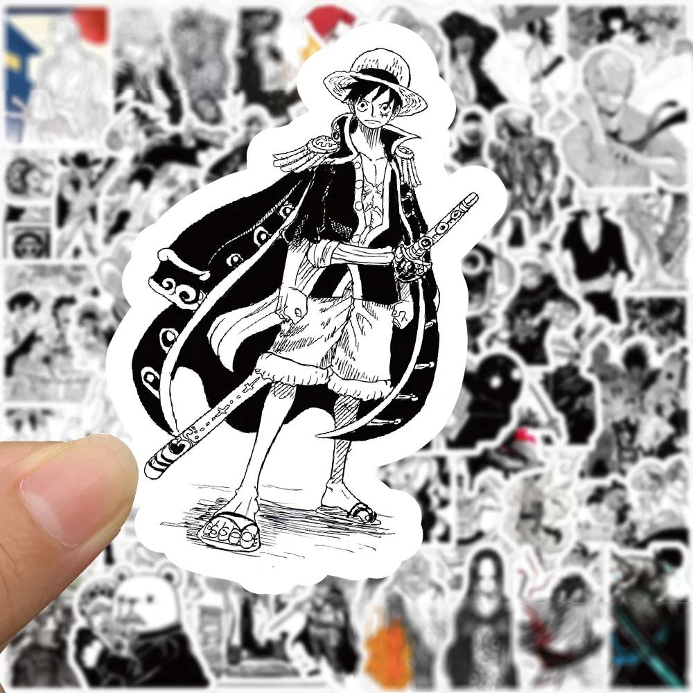 10/30/50/100pcs Black White ONE PIECE Cartoon Anime Stickers Decals DIY Laptop Car Phone Case Motorcycle Cool Waterproof Sticker