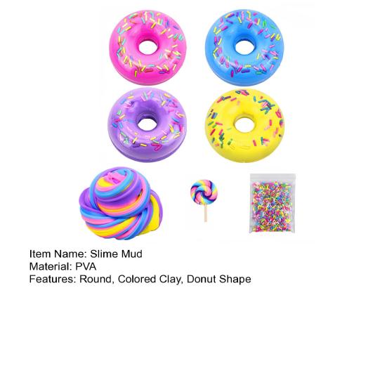 4PcsMud Toy Round Entertainment Sensory Universal Squeeze Colored Clay Doughnut Candy Kid Gift
