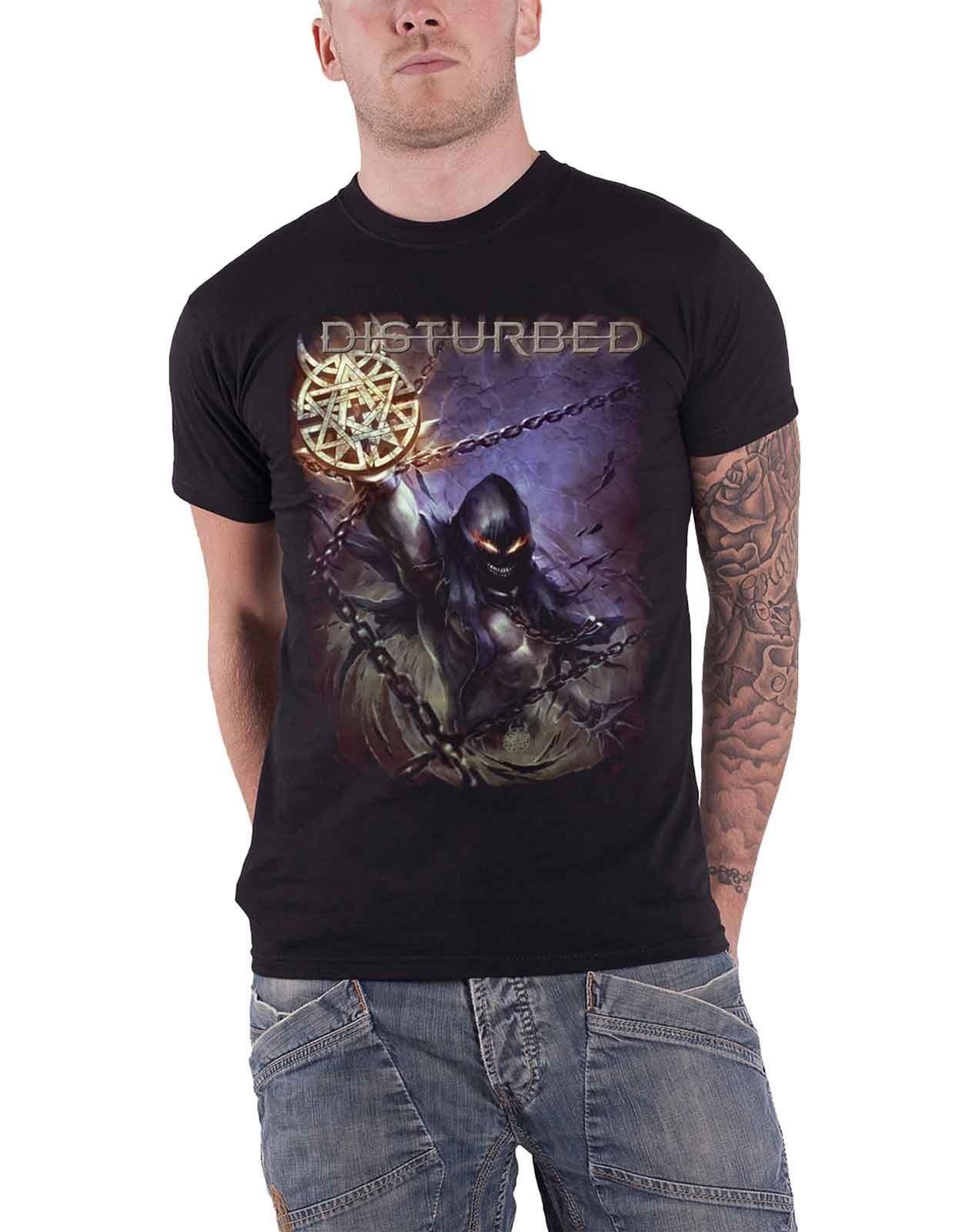 Disturbed T Shirt Vortex Colours band logo new Official Mens Black Unisex T-Shirt M