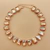 Mixed Color Rectangular 13x18 Crystal Gemstone Necklace - European & American Choker Design