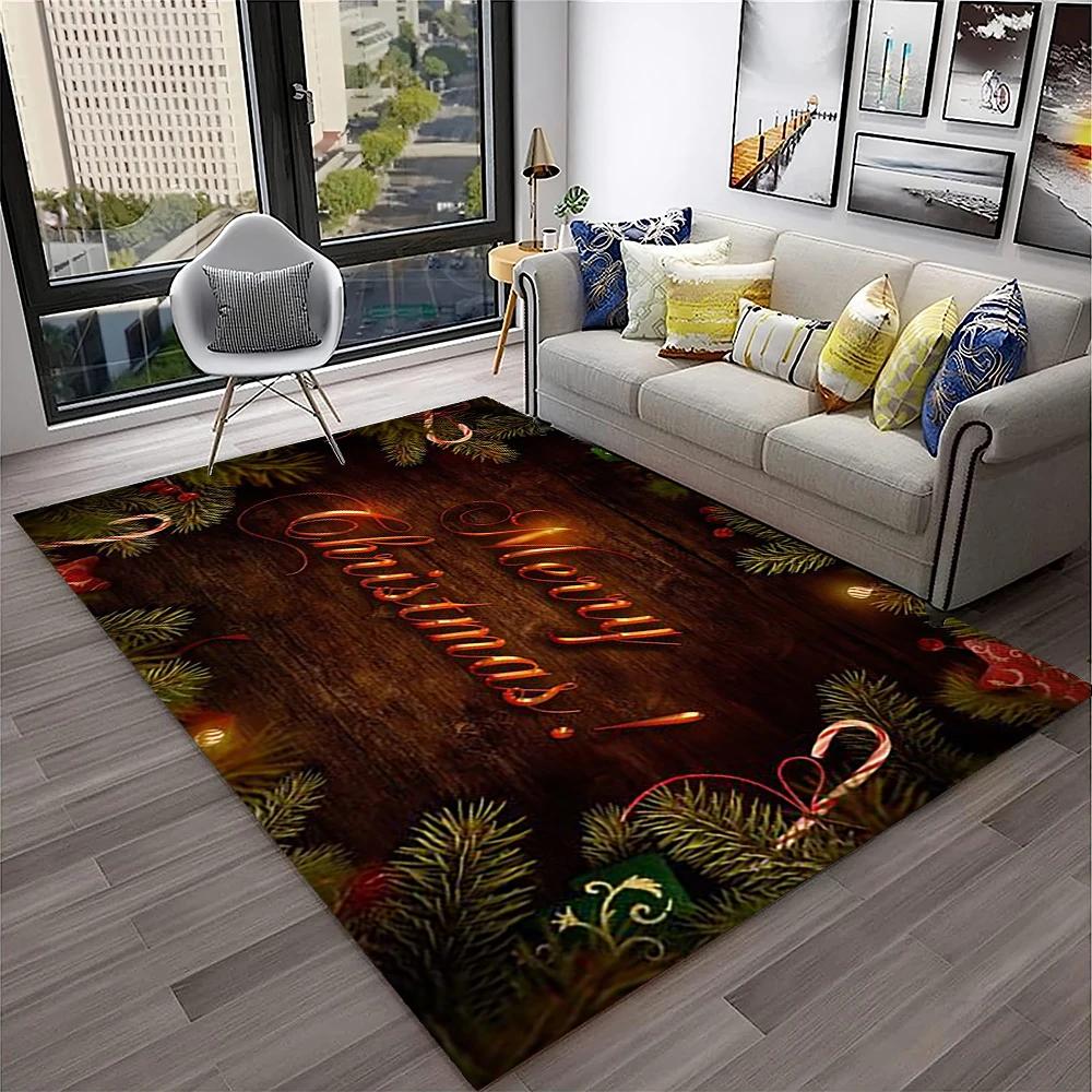Alfombra con diseño de Papá Noel y árbol de Navidad para niños, regalo para el hogar, sala de estar, dormitorio, sofá, decoración, alfombrilla antideslizante