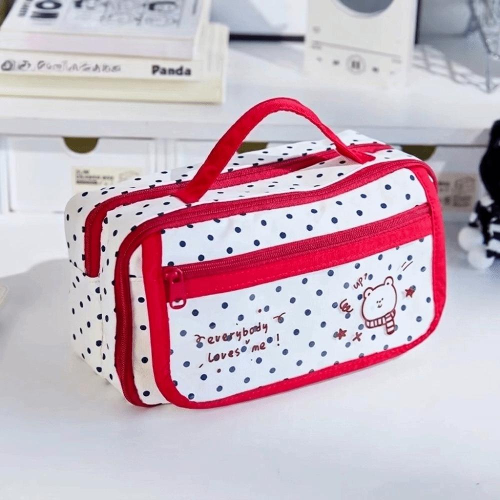 Y2k Polka Dot Pencil Case Desktop Storage Stationery Storage Bag Pencil Pouch Kids