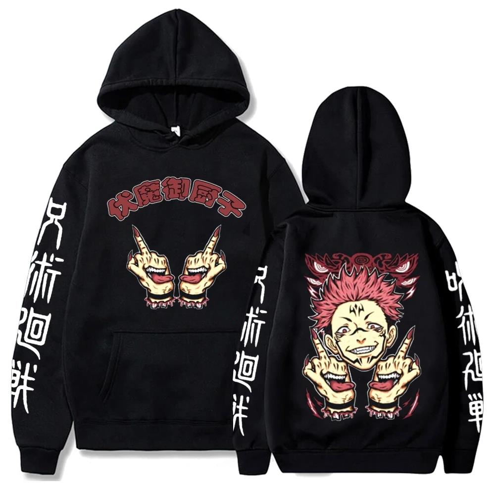 Anime Jujutsu Kaisen Satoru Gojo Cool Graphic Hoodies Oversized Hooded Sweatshirt Long Sleeves Cotton Hoodie Men Women Clothes