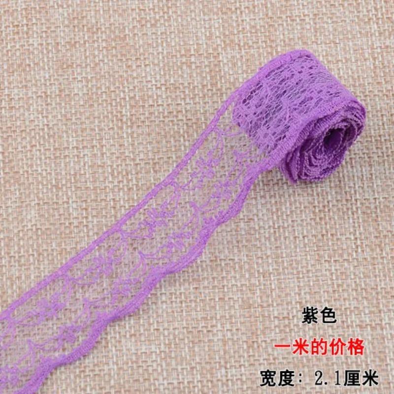 21mm woven cotton lace unilateral Handicrafts Embroidered Net trim DIY sewing curtain craft decoration   cotton trim lace ribbon