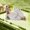 Good Morning Chicken Figurine Resin Sitting Lying Hen Statue Sculpture Home Office Desktop Bookshelf Decoration Ornament Festival Gift