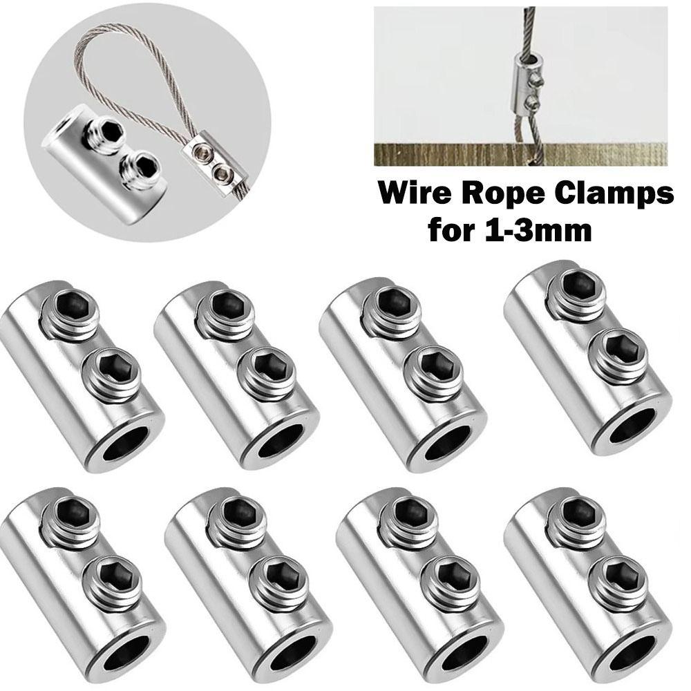 10pcs Steel Wire Rope Fixed Clip Adjustable Removable Screws Fixed Cable Clamp Copper Metal Hanging Suspension Clip Hardware