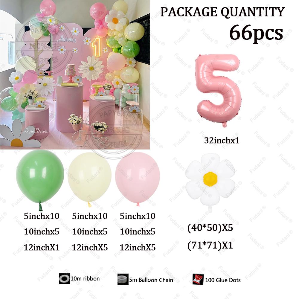 66pcs Macaron Latex Balloon Arch Set Daisy-themed Birthday Party Decor Baby Shower Gender Reveal Anniversary Wedding Supplies