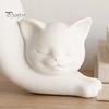 Modern Minimalist Flowerpot 3D Printed Stretching Cat Planter Pot, Cute Kitty Succulents Creative Desktop Decorative Vase Animal Flowerpot,
