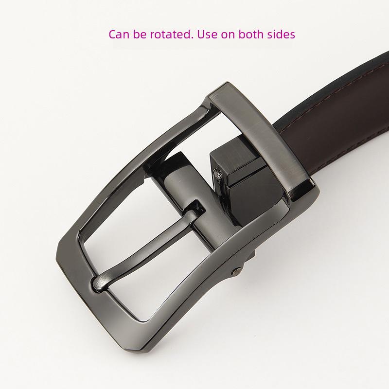 Dulilu Men's Two-Layer Leather Pin Buckle Casual Belt