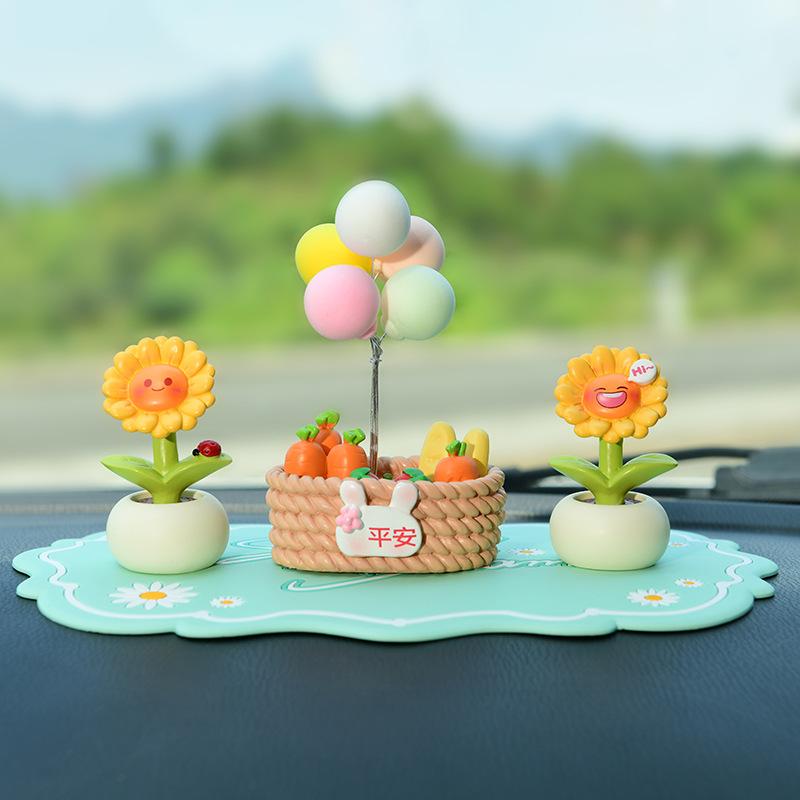 Warme Sonnenblumen-Autodekoration - Niedlicher und beruhigender Blumentopf - Realistische Topfpflanze - Dekoration für die Seitenfenster des Fahrzeugs