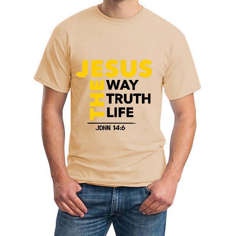 Ježíš Cesta Pravda Život Potisk Tričko Pánské Biblické Verše Oblečení Ležérní Trička s Krátkým Rukávem Léto Křesťanství Bůh Ježíš Trička