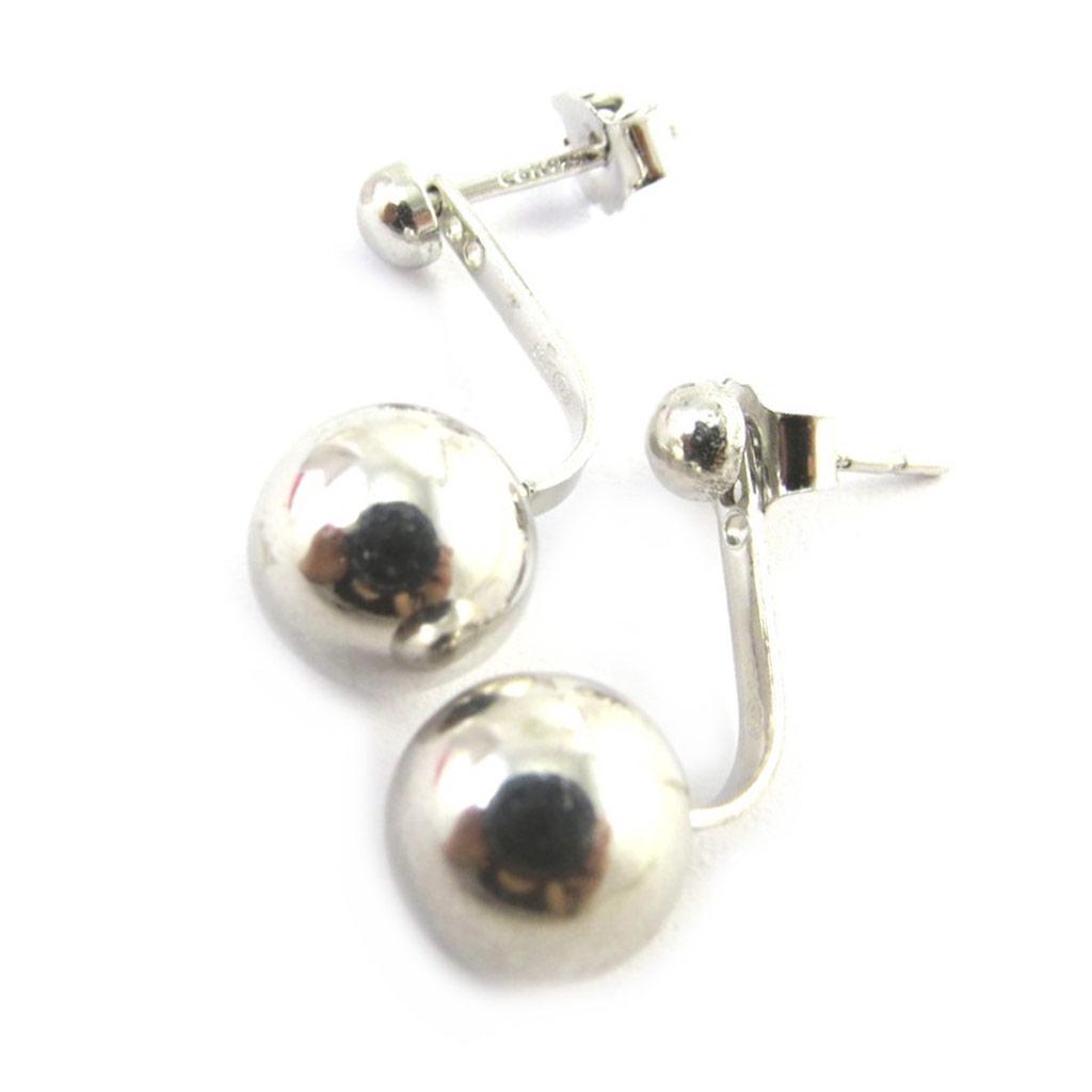 Les Trésors De Lily [M7637] - Boucles contours de lobes argent 'Billes' argenté (rhodié) - 8 mm