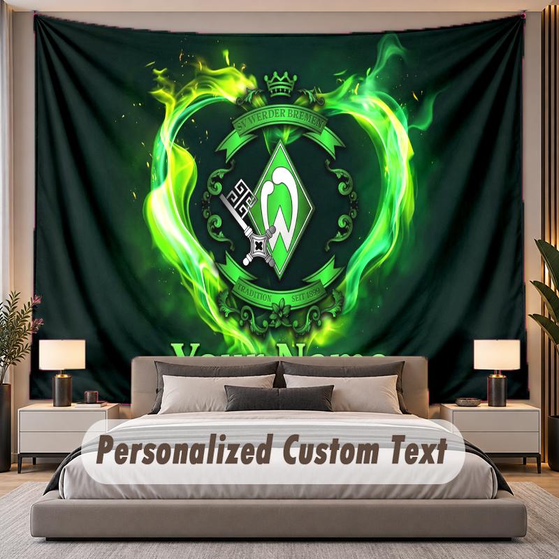 Custom Name Text Tapestry Werder Bremen FC Personalized Polyester Wall Tapestry For Bedroom And Room