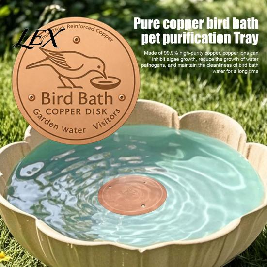Water Sanitizer for Backyard Bird Baths Bath Copper Disc, Purifier Pure 3 Point Maintenance Tool Support, 4 Inch Purification Disc Outdoor Garden