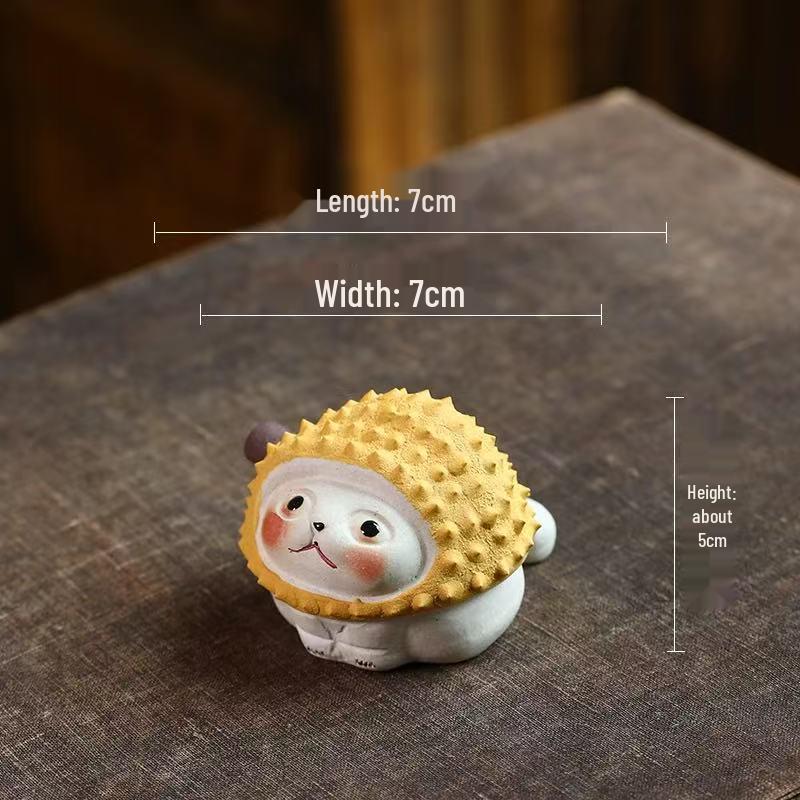 Yixing Zisha Tea Pet: Durian Hedgehog, Cat & Piglet Lid Rest - Cute, Nurturable Ornament for Tea Play