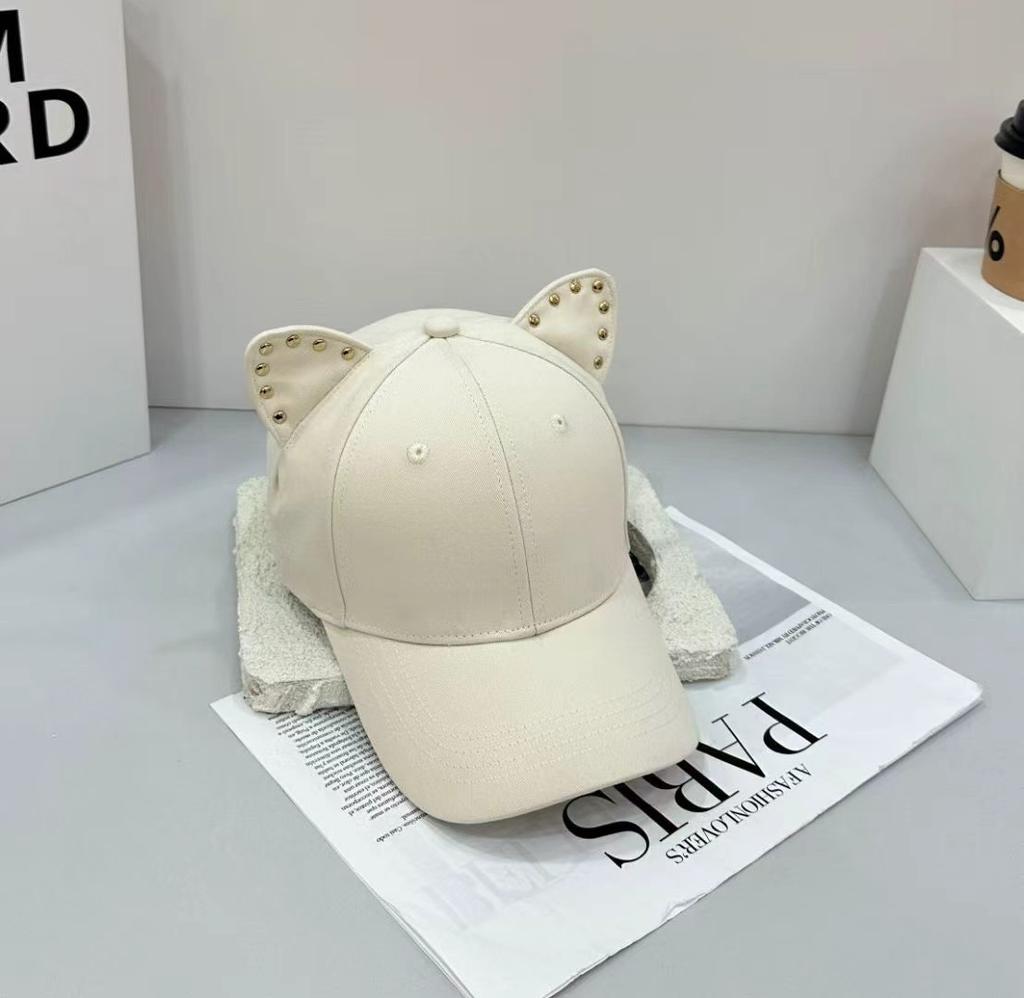 New Adjustable Hat Solid Color Cute Cat Ears Baseball Cap Trendy Cartoon Dad Hat Casual Couple Sun Hats For Women