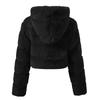 Y2k Streetwear Women Autumn Winter Faux Fur Coat Hooded Cropped Jacket Fur Coat Long Sleeve Cardigan Soft Tops Vintage Harajuku