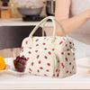 Strawberry Corduroy Insulated Waterproof Lunch Bag - Large Capacity Picnic Handbag
