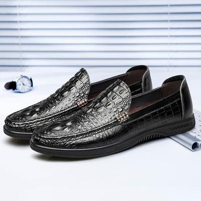 Mocassins Classiques Homme Cuir Véritable Motif Crocodile Chaussures Business Plates Chaussures de Ville Homme Designer Slip-On Chaussures de Fête de Mariage