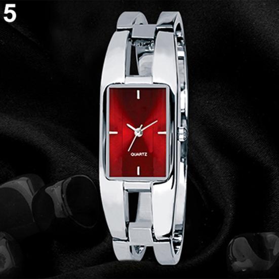 Women's Square Dial Changing Color Bracelet Bangle Quartz Fashion Wrist Watch